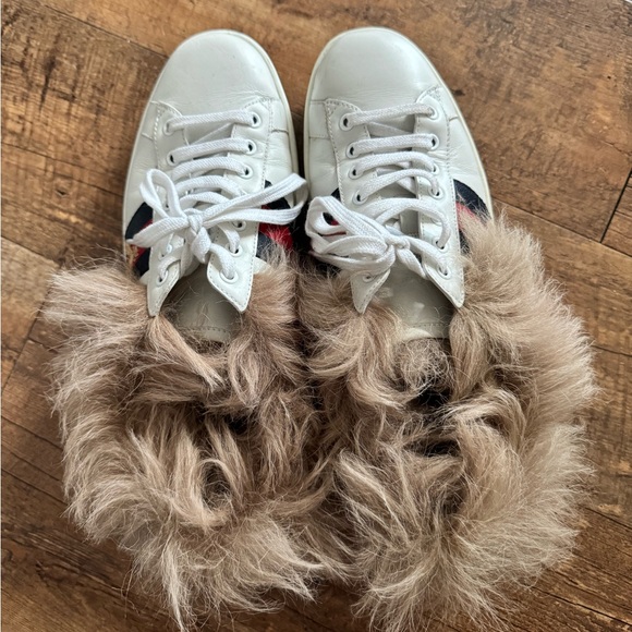 GUCCI ACE SNEAKER WITH KANGAROO FUR size 8UK/41 - Picture 2 of 4